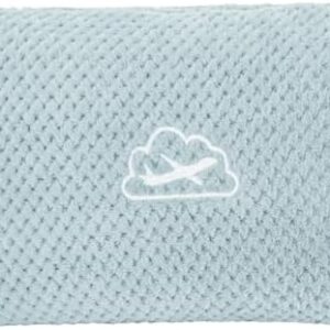 BEDELITE Travel Blanket with Bag, Ultra-Soft Jacquard Fleece Blanket with Luggage Sleeve & Backpack Clip, Airplane Blanket Travel Essentials, Blue