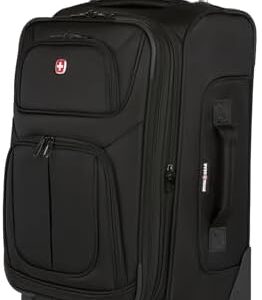SwissGear Sion Softside Expandable Luggage, Black, Checked-Medium 25-Inch