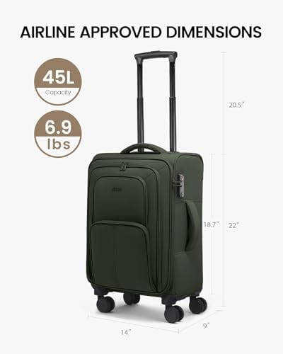 LOVEVOOK Carry On Luggage 22x14x9 Airline Approved, 22 Inch Softside Suitcases with Spinner Wheels, Lightweight Carry-on Suitcase with TSA Lock for Women Men, Large Luggage for Travel Business Trip - Image 8