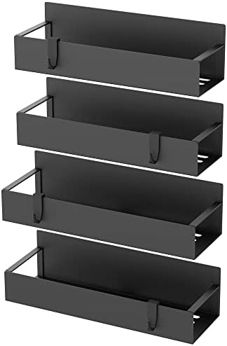 Metal 4 Pack Magnetic Spice Storage Rack Organizer for Refrigerator and Oven, Black Fridge Organizers and Storage - Image 5
