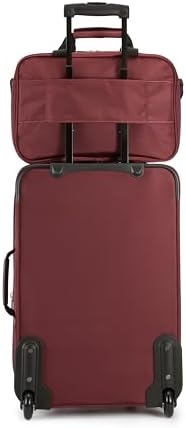 Amazon Basics Luggage Sets, Carry-On 23-Inch, tote 15-Inch, Suitcase With Wheels, Expandable Extra Space (+15%), Front Pockets and Telescopic Handle, Burgundy - Image 6