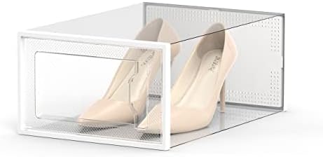 SEE SPRING 12 Pack Shoe Storage Box, Clear Plastic Stackable Shoe Organizer for Closet, Space Saving Foldable Shoe Rack Sneaker Container Bin Holder - Image 4