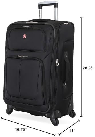 SwissGear Sion Softside Expandable Luggage, Black, Checked-Medium 25-Inch - Image 11
