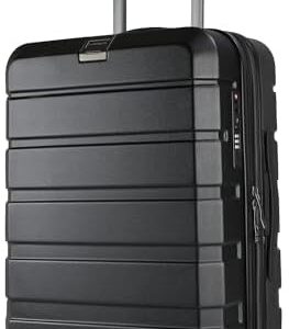 KROSER Hardside Expandable Carry On Luggage with Spinner Wheels & Built-in TSA Lock, Durable Suitcase Rolling Luggage with USB Port, Carry-On 20-Inch, Black