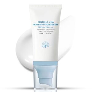𝐶𝑒𝑛𝑡𝑒𝑙𝑙á Sunscreen SPF 50, Hyalu Cica Water-Fit Sun Serum, Face Sun Screen Long-Lasting Protection, Cen-tella Madagascar Sunscreen, NO White Cast - Dry Oily Korean Skincare (Blue 1)