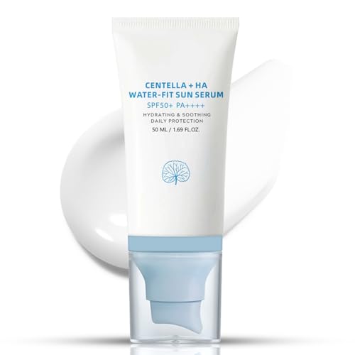 𝐶𝑒𝑛𝑡𝑒𝑙𝑙á Sunscreen SPF 50, Hyalu Cica Water-Fit Sun Serum, Face Sun Screen Long-Lasting Protection, Cen-tella Madagascar Sunscreen, NO White Cast - Dry Oily Korean Skincare (Blue 1)