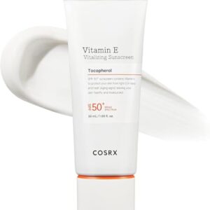 COSRX Vitamin E Vitalizing Face Sunscreen SPF 50, 1.69 fl oz, SPF Moisturizer, Lightweight under Makeup, Travel Essentials, Summer Essentials, Korean Skin Care, Korean Sunscreen for Face