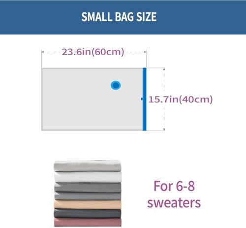 7 Pack Small Space Saver Vacuum Storage Bags for Clothing Travel, Vacuum Seal Compression Bags for Clothes, Packing, Luggage, Blankets, Comforters and Pillows, Hand Pump Included - Image 5