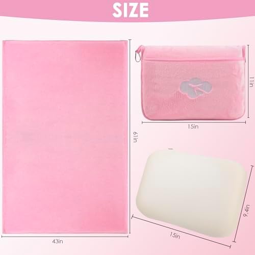 Blanket Pillow for Airplane Travel Essentials - 3 In 1 Travel Blanket and Pillow Set for Women Gifts, Plane Compact with Bag for Long Flight, International Traveler Must Haves Flying Accessories（Pink） - Image 2