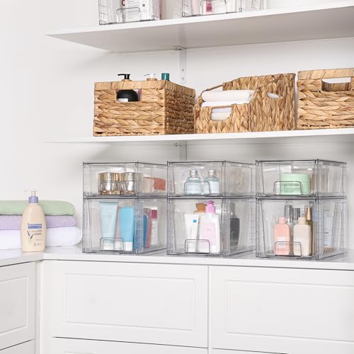 Vtopmart 4 Pack Clear Stackable Storage Drawers,Easy to Assemble Bathroom Organizers and Storage with handles,Plastic Drawers for Kitchen Pantry,Cabinet,Under Sink Organization - Image 8
