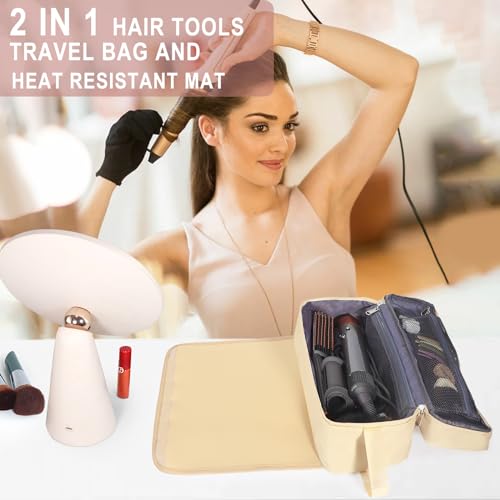 Hair Tools Travel Bag with Heat Resistant Pad, Portable Hair Tools Storage for Hair Straighteners, Curling Iron and Hair Care Accessories, Traveling Essentials for Women - Image 2