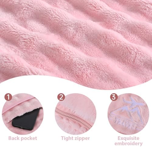 Travel Blanket and Pillow-2-in-1, Ultra-Soft&Compact, One-Piece Airplane Blanket with Hand Luggage Belt and Backpack Clip,Travelers Accessories Gifts, 61x43 Inches (Pink) - Image 7