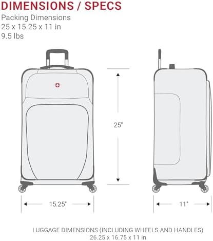 SwissGear Sion Softside Expandable Luggage, Black, Checked-Medium 25-Inch - Image 7