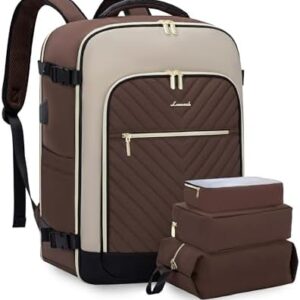 LOVEVOOK Large Travel Backpack for Women, TSA Carry on Backpack for Airplanes, 40L Personal Item Travel Bag for Women fits 17" Laptop,Waterproof Carry on Bag Airplane Approved with 3 Packing Cubes