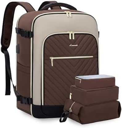 LOVEVOOK Large Travel Backpack for Women, TSA Carry on Backpack for Airplanes, 40L Personal Item Travel Bag for Women fits 17" Laptop,Waterproof Carry on Bag Airplane Approved with 3 Packing Cubes