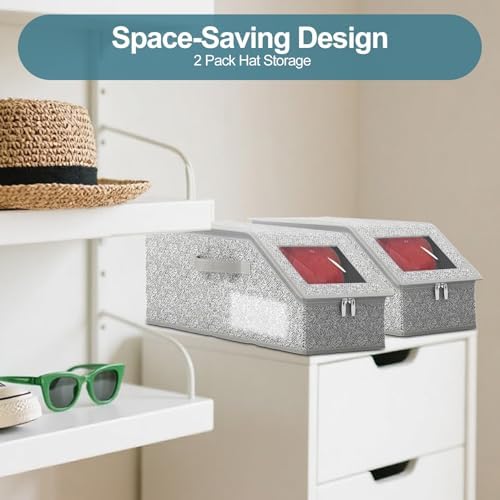 2 Pack Hat Storage for Baseball Caps, Stackable Baseball Cap Organizer, Hat Storage with Clear Window, Holds Caps for Closet, Suitable for Men & Women - Image 4