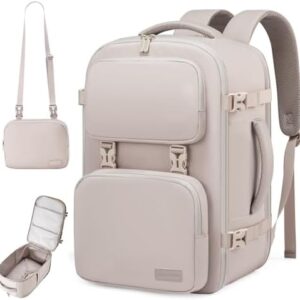 LOVEVOOK Travel Backpack for Women Men, TSA Carry on Backpack Flight Approved 40L Fits 17 Inch Laptop, Waterproof Personal Item Travel Bag Business Weekender Daypack with Detachable Crossbody Bag
