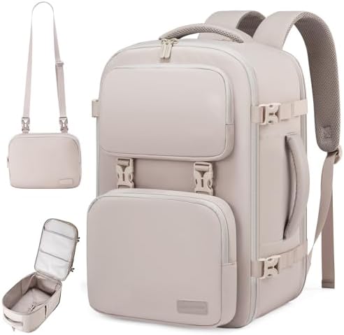 LOVEVOOK Travel Backpack for Women Men, TSA Carry on Backpack Flight Approved 40L Fits 17 Inch Laptop, Waterproof Personal Item Travel Bag Business Weekender Daypack with Detachable Crossbody Bag