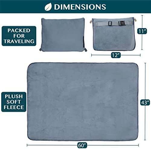 PAVILIA Travel Blanket Pillow, Soft Airplane Blanket 2-IN-1 Combo Set, Plane Blanket Compact Packable, Flight Essentials Car Pillow, Travelers Gift Accessories Luggage Backpack Strap, 60x43 Slate Blue - Image 6