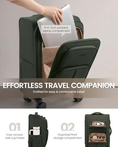 LOVEVOOK Carry On Luggage 22x14x9 Airline Approved, 22 Inch Softside Suitcases with Spinner Wheels, Lightweight Carry-on Suitcase with TSA Lock for Women Men, Large Luggage for Travel Business Trip - Image 5