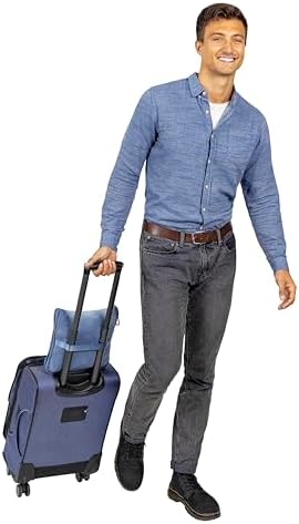 BlueHills Premium Soft Plush Travel Blanket Pillow for Airplane Traveling Essentials in a Bag Flight Throw with Hand Luggage Belt Backpack Clip Compact Portable Plane Accessories Grayish Blue - T026 - Image 7