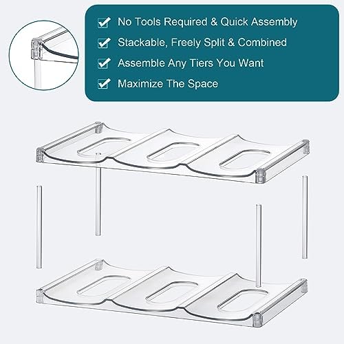 LARGER Compartment - Stackable Water Bottle Organizer Holder - for Stanley & Others' Large Tumbler - Clear Wine Rack, Cup Bottle Holder for Cabinet Home Countertop Fridge Pantry Shelf, 3 Tier Hold 9 - Image 6