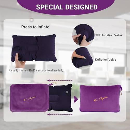 Travel Blanket & Pillow Set, 300 GSM Soft Fleece, 60x43 Inches, 3-in-1 Airplane Blanket, Travel Pillow and Blanket Set, Travel Blanket Airplane Compact with Bag, Travel Essentials, Violet - Image 5