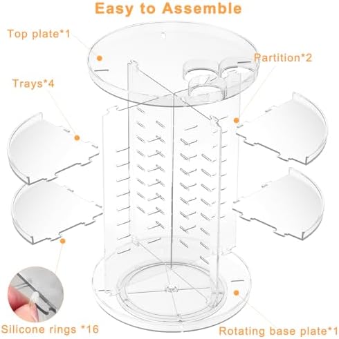 Rotating Makeup Organizer, DIY 8 Adjustable Layers Spinning Skincare Organizer, Cosmetic Display Case with Brush Holder Perfume Tray, Multi-Function Storage Carousel for Vanity Bathroom Countertop - Image 7