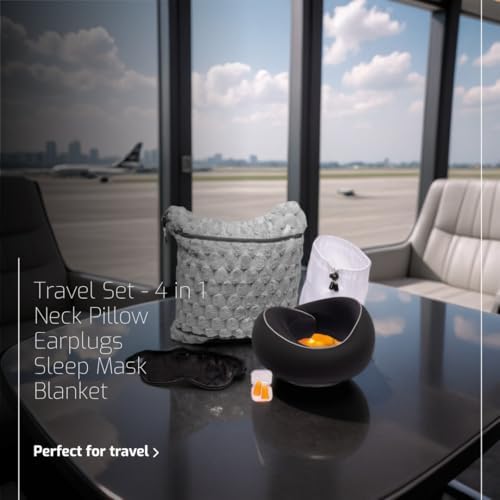 Travel Pillow and Blanket Set – 4-in-1 Memory Foam Neck Pillow, Soft Blanket, Sleep Eyes Mask & Earplugs – Compact & Lightweight Travel Kit for Airplane, Car, and Train Journeys - Image 15