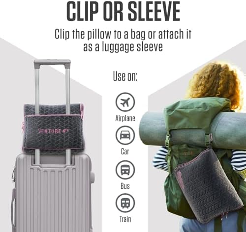 VENTURE 4TH Travel Blanket Pillow – Premium Ultra-Soft & Warm 2-in-1 Blanket or Pillow for Airplane, Car & Bus – Compact, Lightweight & Portable – Lint-Free, No Shedding, No Pilling - Gray/Pink - Image 4