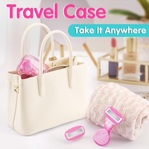 DreamGenius Travel Razors for Women, Travel Size Toiletries Include 1 Handle and 2 Cartridges, Extra Smooth 5-Blade Travel Essentials Razor with Case for Shaving, Pink - Image 5