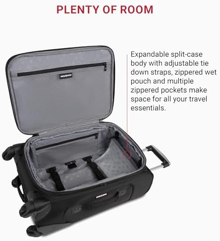 SwissGear Sion Softside Expandable Luggage, Black, Checked-Medium 25-Inch - Image 5