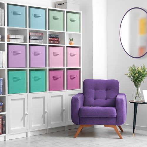 Sorbus 11 Inch Storage Bins - Sturdy Collapsible Fabric Storage Cubes with Handle - 12 Foldable Baskets for Organizing Clothes, Toys, Books - Storage Baskets for Shelves, Closets - Image 2