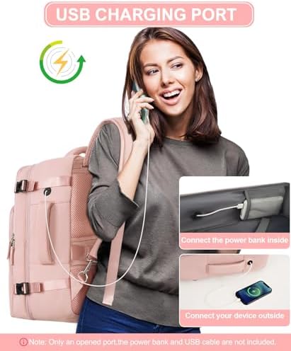 Beraliy Travel Backpack for Women Airline Approved Carry On Backpack, 16 Inch Business Work Backpack with Laptop Compartment, Airplane Personal Item Travel Bags for Trip, Underseat Weekend Bag, Pink - Image 4