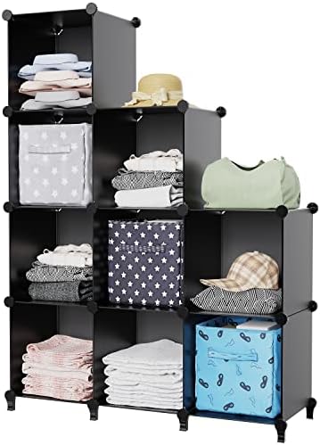 HOMIDEC Closet Organizers and Storage, 9 Cube Storage Organizer, Portable Closet Organizer Cubes Shelves for Clothes, Bedroom, Kids Room, Bathroom, Wardrobe, Garment Racks, Black - Image 9