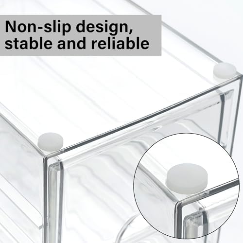 Prsildan Acrylic Drawer Makeup Organizer with 4 Drawers, Set of 2 Office Desk Organizers Accessories, Clear Stackable Storage Drawers for Vanity, Countertop, Craft, Jewelry, Art Supply Organization - Image 6