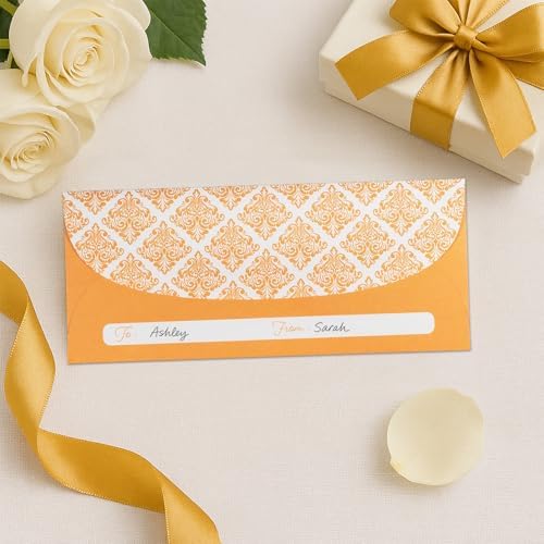 Money Envelopes for Cash Gifts, 100-Count Elegant Gold Victorian Bloom Damask Envelopes for Christmas, Birthdays, Weddings, Graduations, 3 x 7 Inches - Image 2