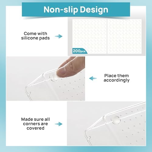 Vtopmart 44 PCS Clear Plastic Drawer Organizers Set, 4-Size Versatile Bathroom and Vanity Organizer Trays, Non-Slip Storage Containers for Makeup, Jewelries, Bedroom，Kitchen Utensils and Office - Image 6