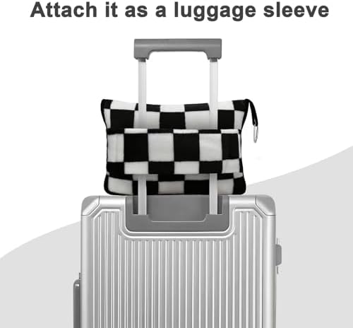 Travel Blanket and Pillow Compact, Premium Soft 2 in 1 Airplane Blanket with Soft Bag Pillowcase,Hand Luggage Sleeve and Backpack Clip (Checkered Black) - Image 5