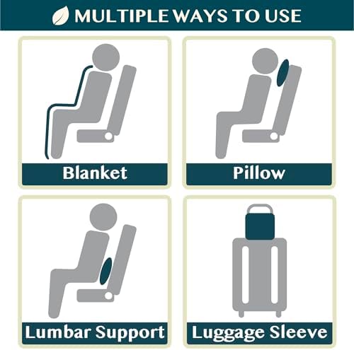 PAVILIA Travel Blanket Airplane Compact with Bag, Small Travel Pillow Blanket Long Flights, Lightweight Plane Blanket with Luggage Strap, Camping Blanket for Traveler Essentials, Teal Blue, 65x40 - Image 7