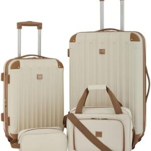Travelers Club Midtown Hardside Luggage Travel, Vanilla, 4-Piece Set