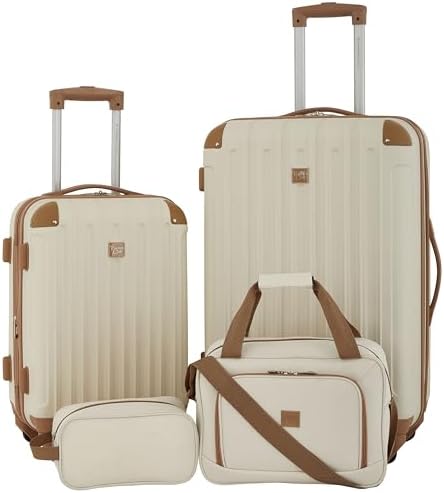 Travelers Club Midtown Hardside Luggage Travel, Vanilla, 4-Piece Set