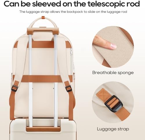 imiomo Hard Shell 20 Inch Carry on Luggage 3 Piece Set with Travel Backpack, Lightweight Hardside Carry-On Suitcase with Spinner Wheels and TSA Lock, Beige - Image 6