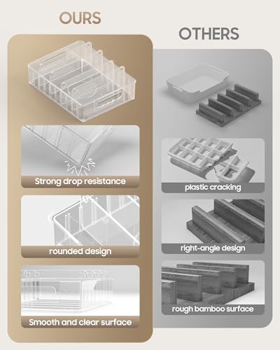 LYNG Lid Organizers Inside Cabinet, Clear Plastic Storage Lid Organizer With 4 Adjustable Dividers, Food Container Lid Organizer For Kitchen Pantry - Image 6