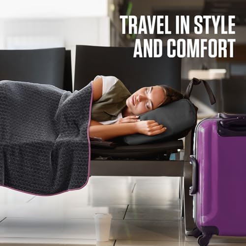 VENTURE 4TH Travel Blanket Pillow – Premium Ultra-Soft & Warm 2-in-1 Blanket or Pillow for Airplane, Car & Bus – Compact, Lightweight & Portable – Lint-Free, No Shedding, No Pilling - Gray/Pink - Image 8