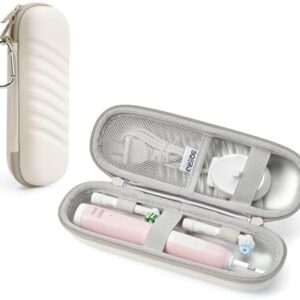 Electric Toothbrush Case for Oral-B Pro/iO/Philips Sonicare, Waterproof Traveling Toothbrush Storage Bag with Mesh Pocket Covers Protection (Beige)