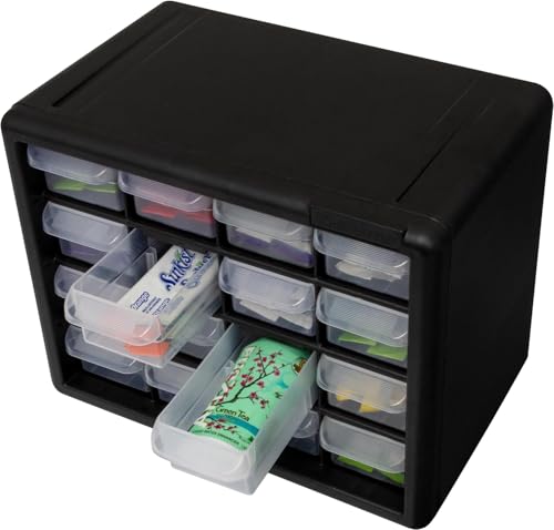 Akro-Mils 16-Drawer Plastic Drawer Storage Cabinet for Garage Organization, Beads, Makeup Organizer, Building Bricks Storage, Teacher Toolbox, 10-1/2" W x 6-1/2" D x 8-1/2" H, 10116 Black - Image 19