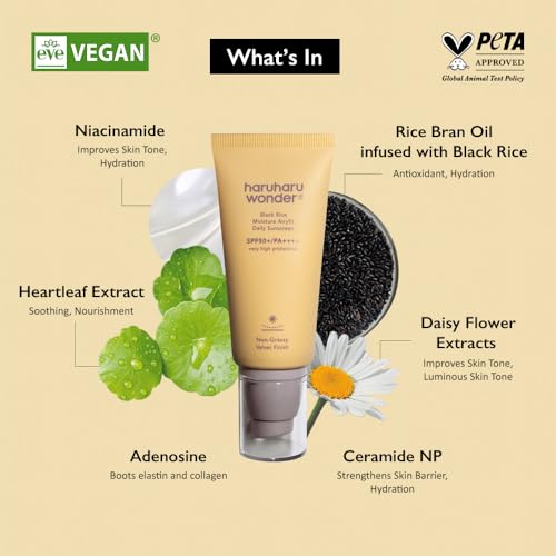 Haruharu Wonder Black Rice Moisture Airyfit Daily Sunscreen 1.69fl.oz - Velvet Finish, No White Cast, Hydrating, Moisturizing, Korean Skin Care, Vegan, Clean Beauty - Image 3