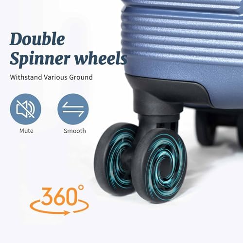 Luggage Sets 2 Piece, Suitcases With Wheels, Lightweight Travel Luggage Set With TSA Lock, PP Carry On Suitcase Set, Blue - Image 3