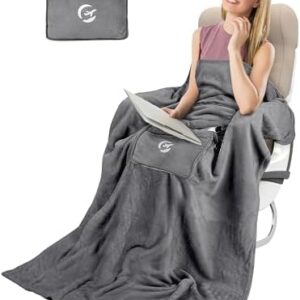Tirrinia Soft Travel Blanket Pillow, 3-in-1 Foldable Airplane Throw Blanket, Long Flight Essentials, Car Pillow, Lightweight Travel Accessories